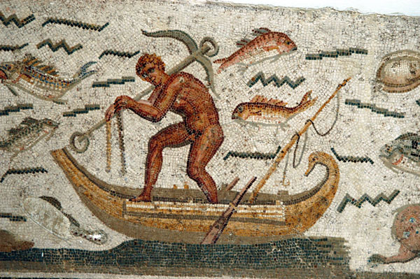 Detail of the Neptune Mosaic - man with anchor