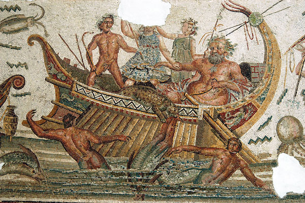 Detail of the Neptune Mosaic - fat old man with naked youth