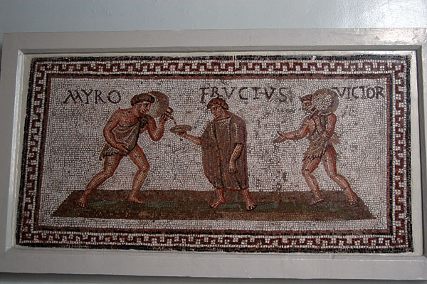 A man named Fructus served a drink by his slaves Myro and Victor, Uthina (Oudhna) 3rd C. AD