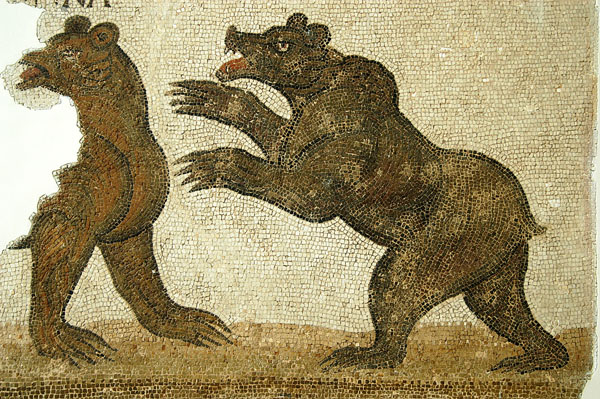 Mosaic of bears fighting (Ours aux prises) Kourba 4th C. AD