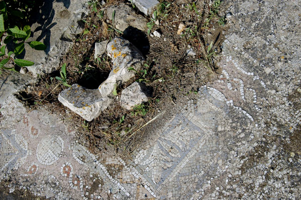 Modest remains of the mosaic paving of the Christian basilica, Carthage