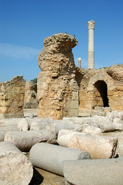 Many fallen columns
