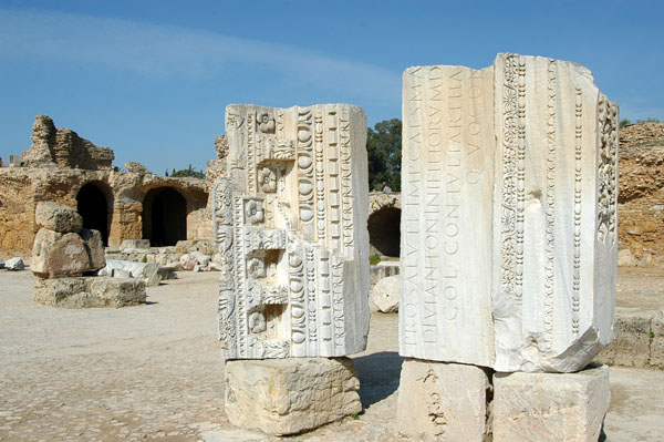 Carved stones with Latin inscriptions, Antonine Baths, Carthage