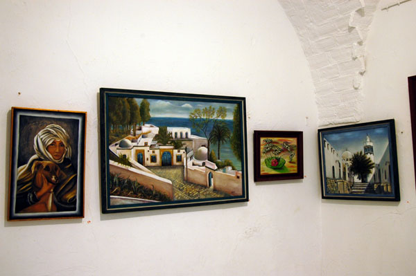 Cultural center, Sidi Bou Said, displaying local artworks