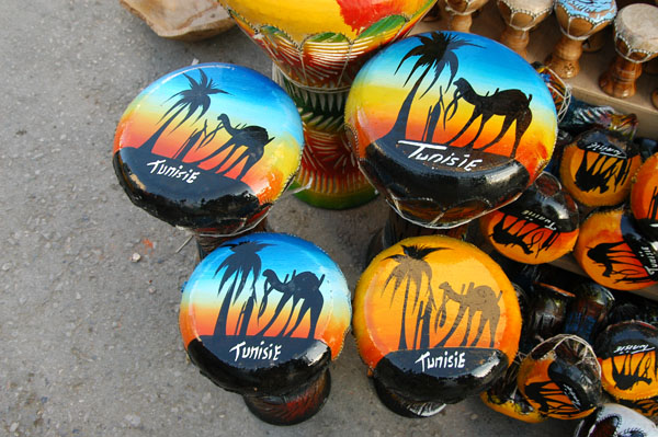 Tunisian drums painted for tourists