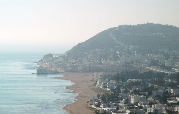 Beach of La Marsa and the hill of Sidi Bou Said