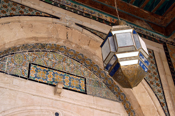 Tunisian brass lantern hanging in a corridor, Zaouia of Sidi Sahab