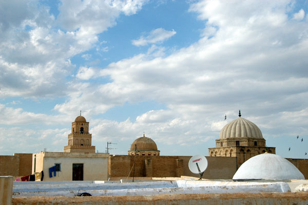View of the Great Mosque of Kairouan from the terrace of the Musée de l'Artisanat, one of several open to tourists