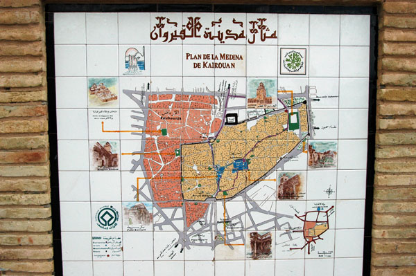 Map of the Medina of Kairouan in Tunisian tilework