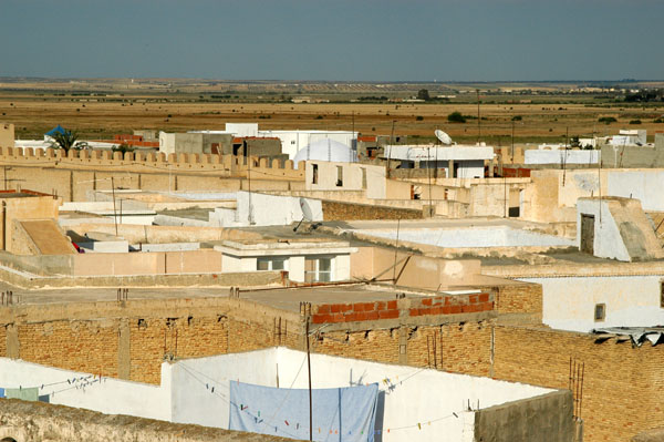 Kairouan Medina looking out towards the barren plains surrounding the city