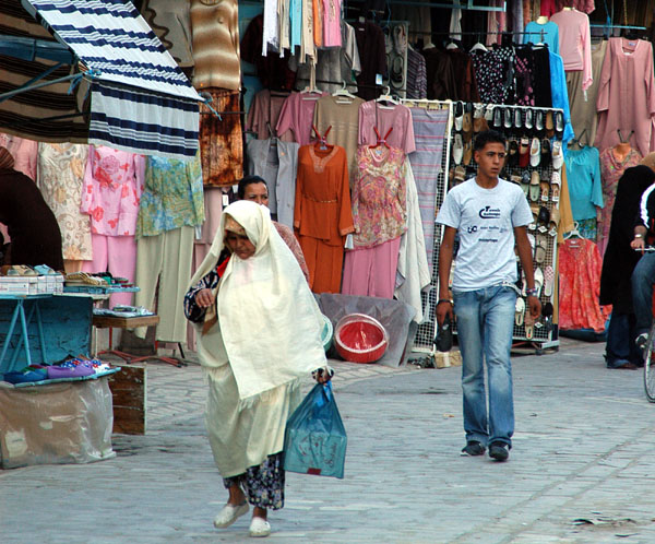 Ave 7 Novembre is the main commercial street through the souqs of Kairouan connecting the Bab Tunis with Bab El-Chouhada