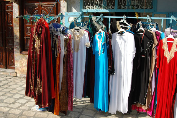 Clothing on sale at Kairouan's souq