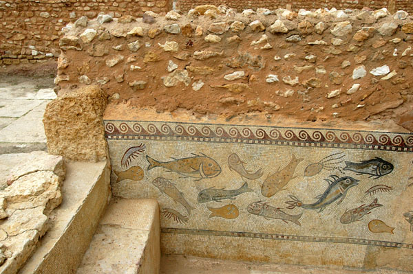 Pool in the Private Baths decorated with mosaics of fish and sealife