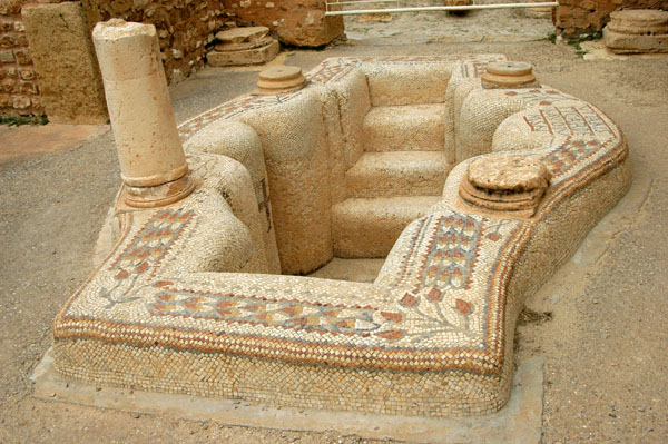 Mosaic covered baptismal font in the Church of Vitalis, 5-6th C. AD