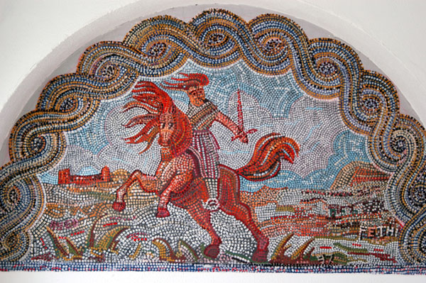 Mosaic at the entrance to the Hotel Julius