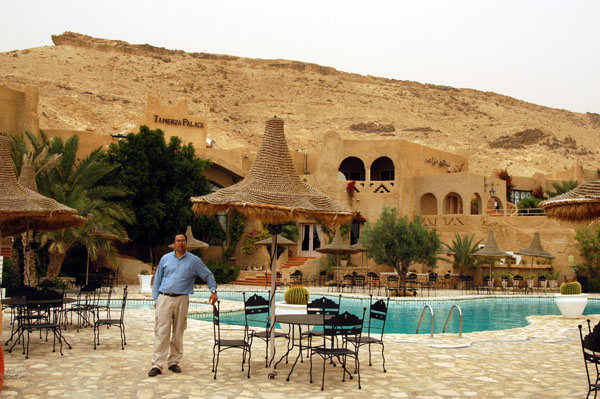 Slim on the patio around the pool of the Tamerza Palace