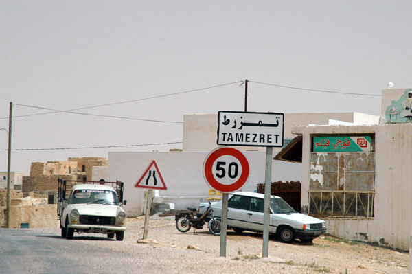 Entering the small village of Tamezret, 13km west of Matmata, 97km from Douz