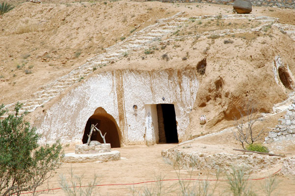 To escape the heat, the people of Matmata built their homes underground carved out of the hillsides