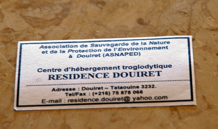 Contact information to stay at the Residence Douiret, very inexpensive