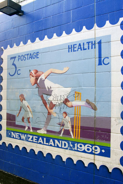 Postage Stamp wall mural, Christchurch