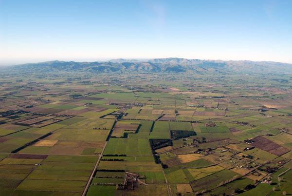 Canterbury Plain and Banks Peninsula outside Christchurch NZ