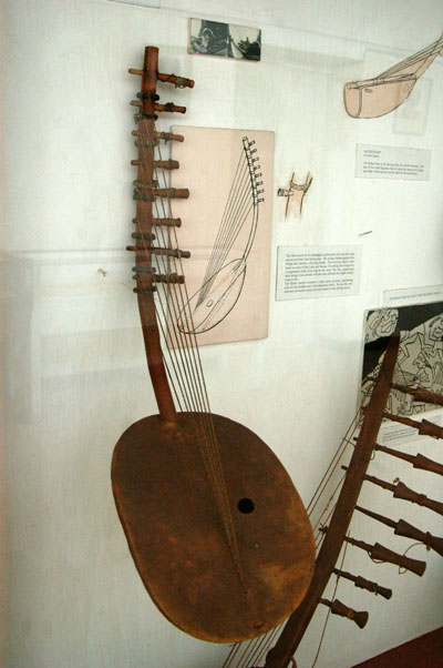 Traditional African musical instrument - Ennanga (Ganda, Arched Harp) Uganda National Museum
