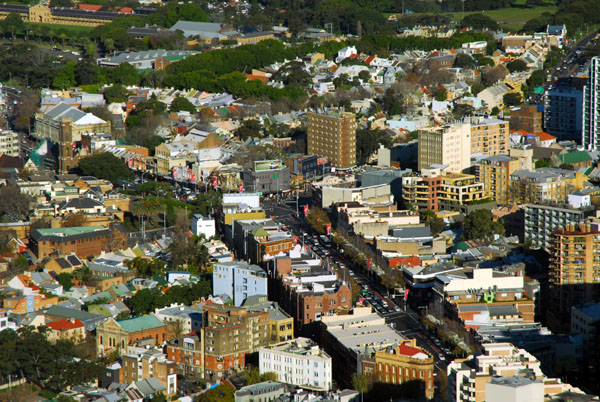Oxford Street and Taylor Square from Sydney Tower