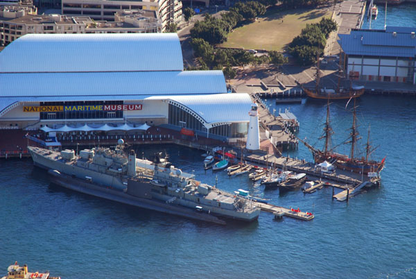 National Maritime Museum & HMAS Vampire from Sydney Tower