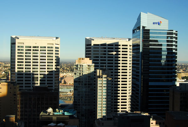View west from the Hilton towards Darling Harbour, Darling Park, BT Building