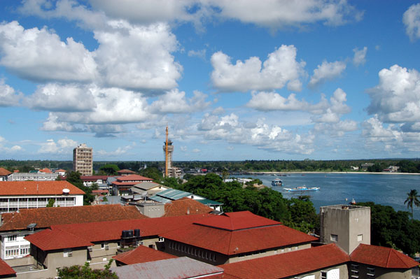 View east towards the mouth of the harbor and fish market, Dar es Salaam