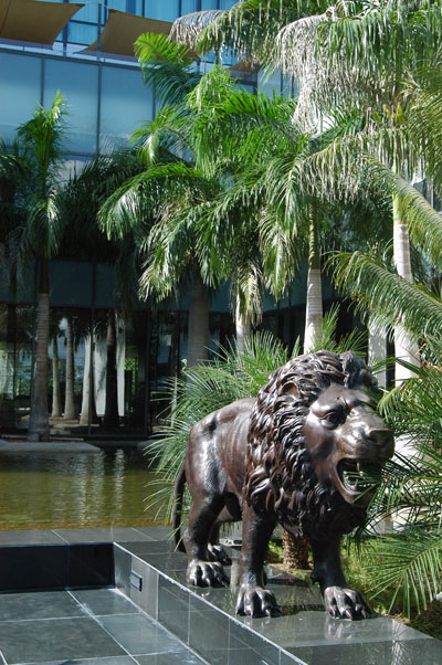Lion statue in front of the Kilimanjaro Hotel