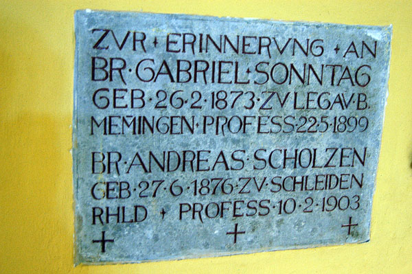 In Memory of Brother Gabriel Sonntag 1873-1899 & Brother Andreas Scholzen 1876-1903