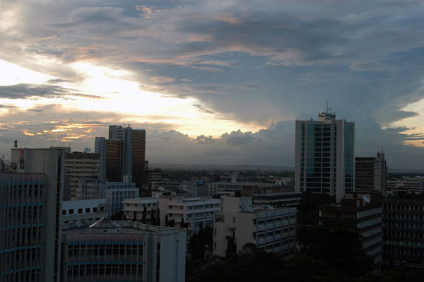 Evening view from the top of the Kempinski Kilimajaro Hotel, Dar es Salaam