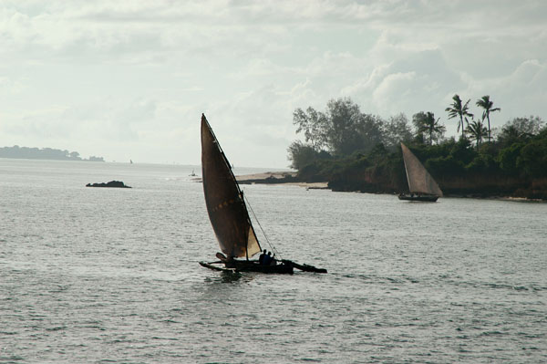 Outrigger sailboat off Kigamboni