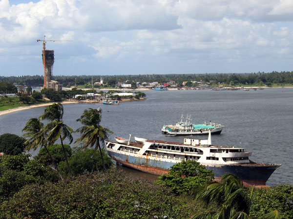 View of Dar es Salaam harbor from the Azania Front Lutheran Church tower