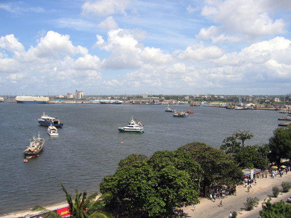 Dar es Salaam harbor seen from the tower of Azania Front Lutheran Church
