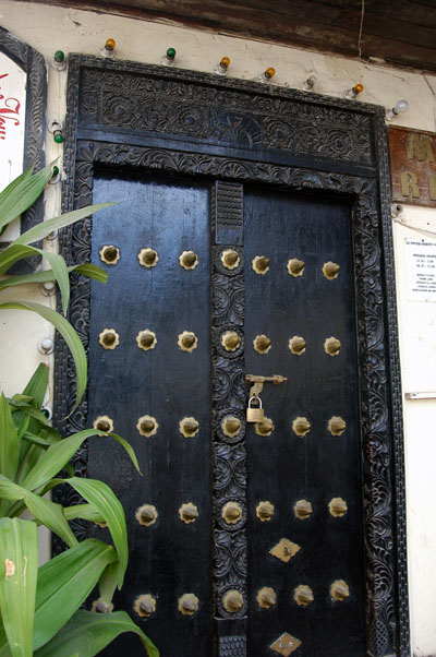 Ornate door to Le Spice Rendez-Vous restaurant, Stone Town