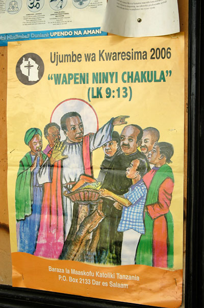 Swahili poster Luke 9:13 - loaves & fishes