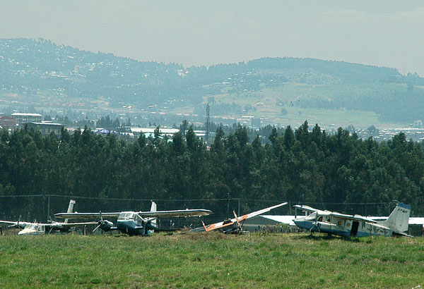 Wrecked light aircraft, Addis Ababa, Ethiopia