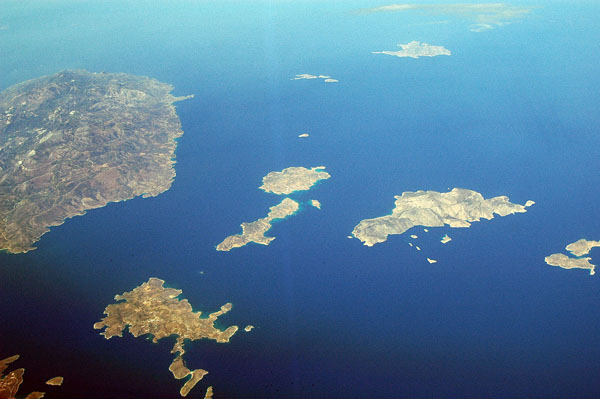 Naxos, the large island on the left, Cyclades, Greece