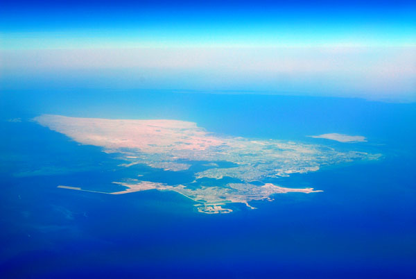 Aerial view of the entire island of Bahrain