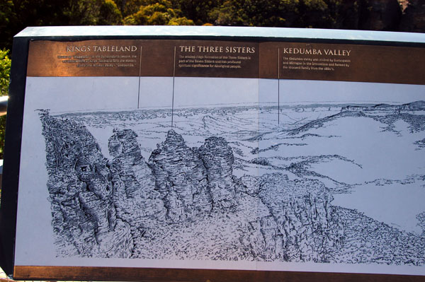 Blue Mountains National Park information sign - The Three Sisters