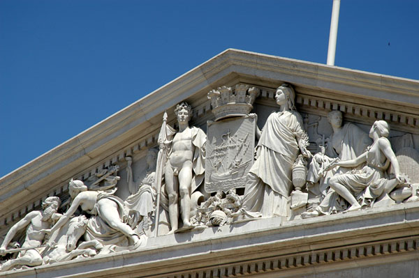 Detail of the sculpture on gable of Lisbon City Hall