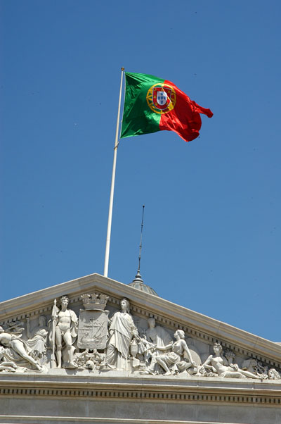 Portuguese flag flying over Lisbon's City Hall