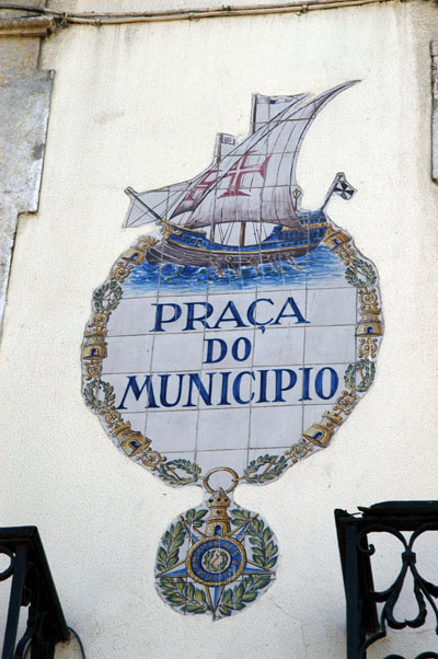 Praça do Municipio sign in Azulejo tiles