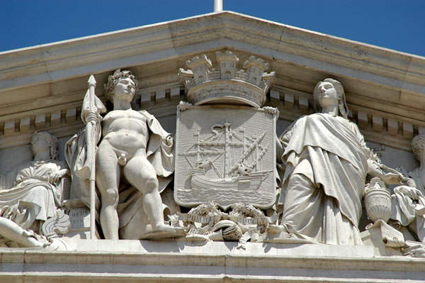 Detail of the sculpture on gable of Lisbon City Hall