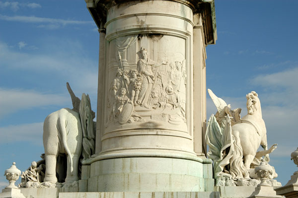 Rear view of the pedestal supporting the equestrian statue of Dom José I