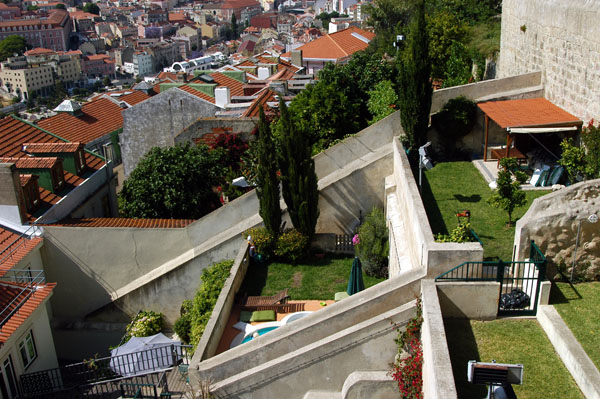 Terraced gardens at the base of the walls