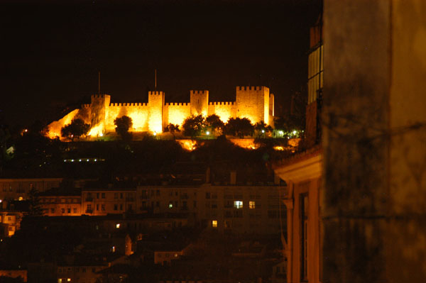 Castelo de São Jorge from Barrio Alto at night