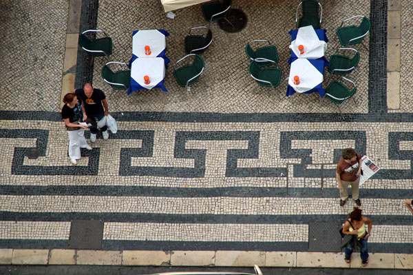 Typical Lisbon mosaic sidewalk, Rua do Ouro, seen from the Elevador de Santa Justa
